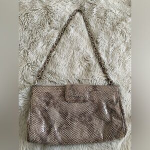 Judith Ripka leather python print clutch